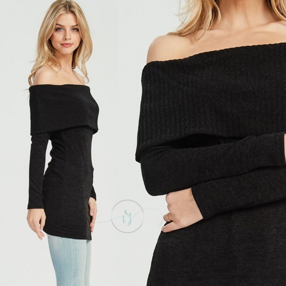 Black Off Shoulder Tunic - Picture 4 of 5